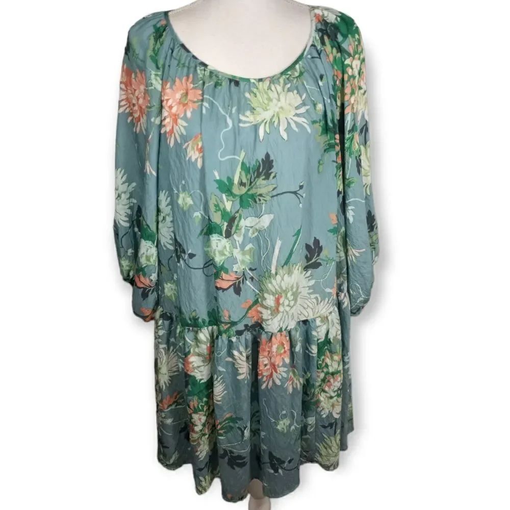 H&M TURQUOISE FLORAL DRESS SZ.S NWT